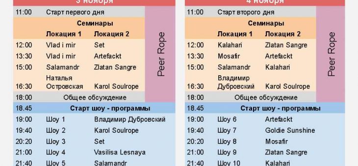 Расписание фестиваля шибари RopeFest Moscow 2019
