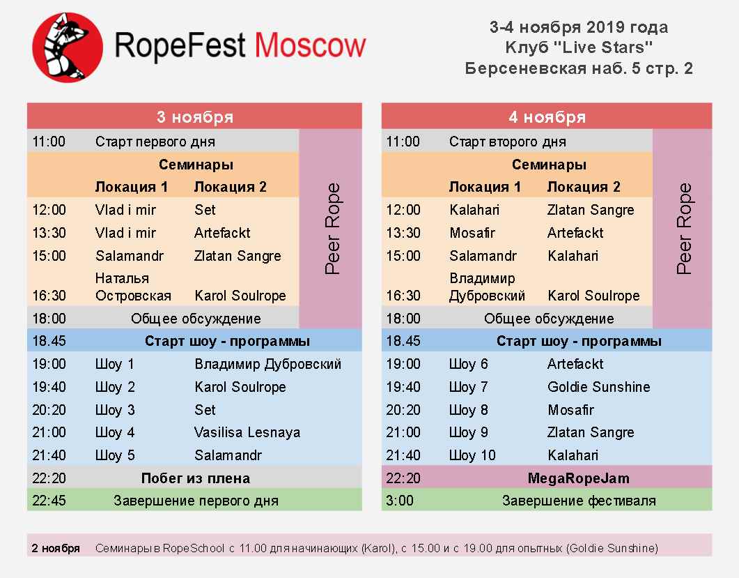 Расписание фестиваля шибари RopeFest Moscow 2019